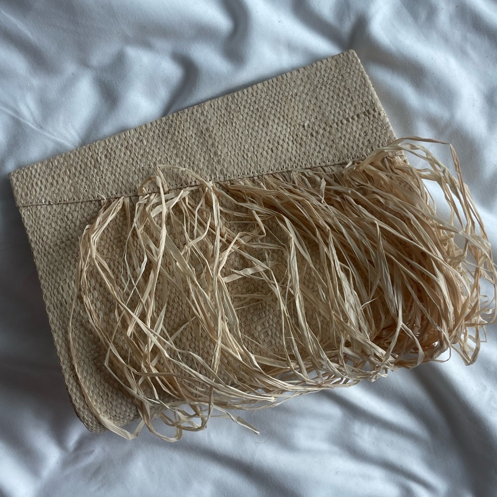 Handmade raffia clutch
